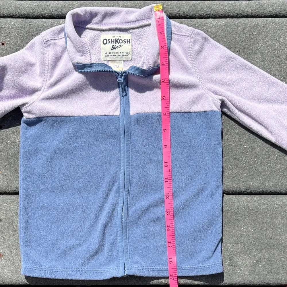 OshKosh B'gosh Kids Purple and Blue Fleece Lightweight Zip Sweatshirt, Size 4